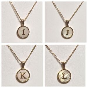 SHELL INITIAL PENDANT NECKLACE stainless steel gold plated I J K or L
